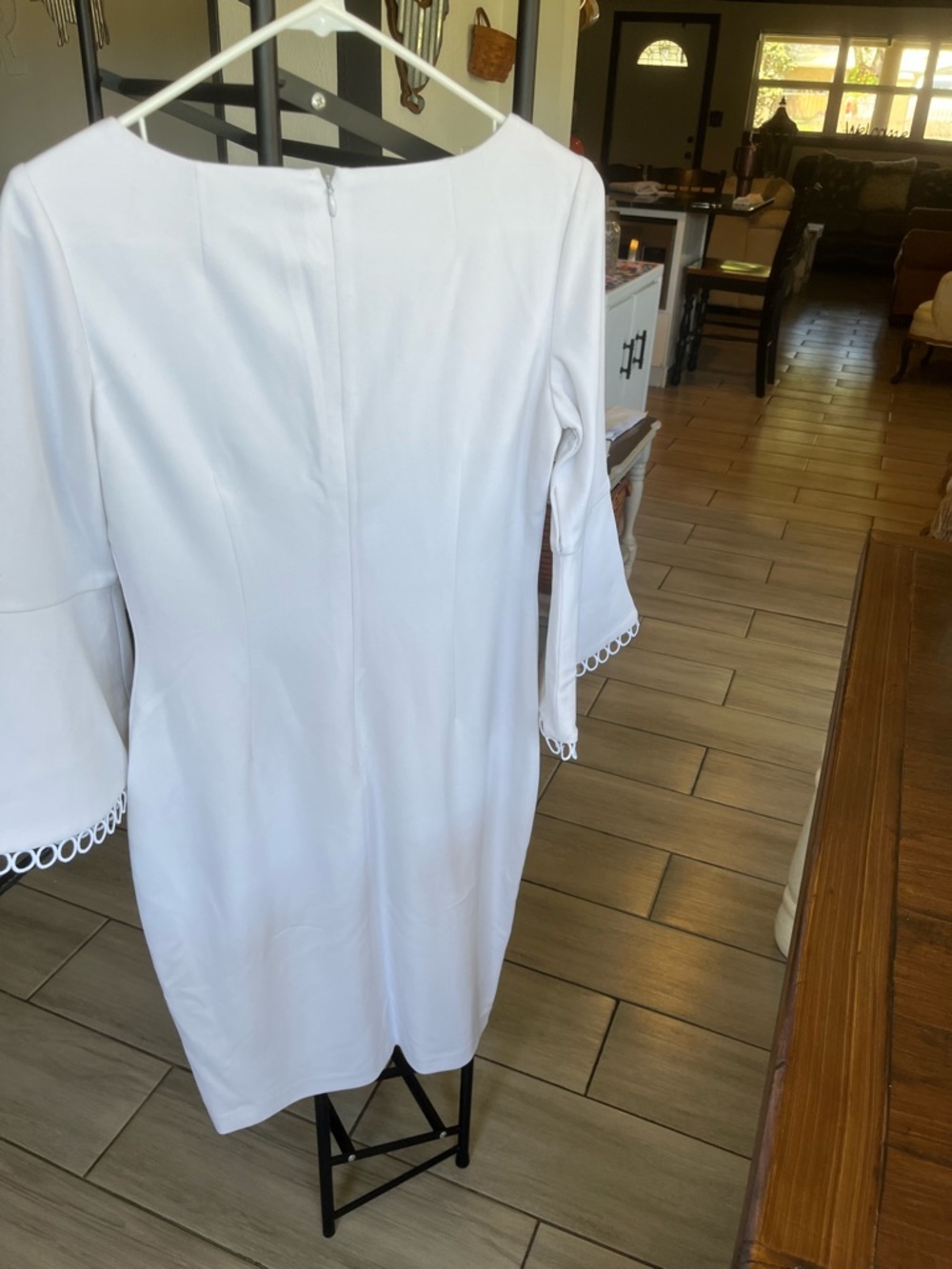 Calvin Klein Ivory Dress with Eyelet Hem